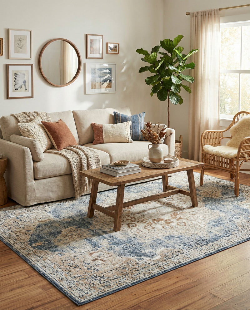 Coastal Manor Collection Area Rug -  Pelican Rectangle Slate Blue  lifestyle 31