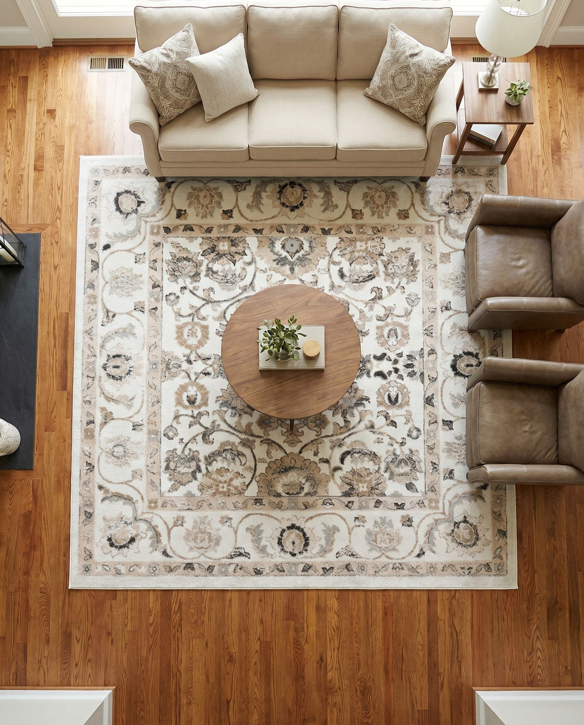 Adriana Terrace Collection Area Rug -  Positano (Ivory) Square Ivory  lifestyle 48