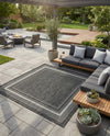 Terrace Fringe Collection Area Rug - Veranda (Black) Square Black  lifestyle 56