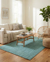 Woven Seaside Jute Collection Area Rug - Savannah (Turquoise) Rectangle Turquoise  lifestyle 30