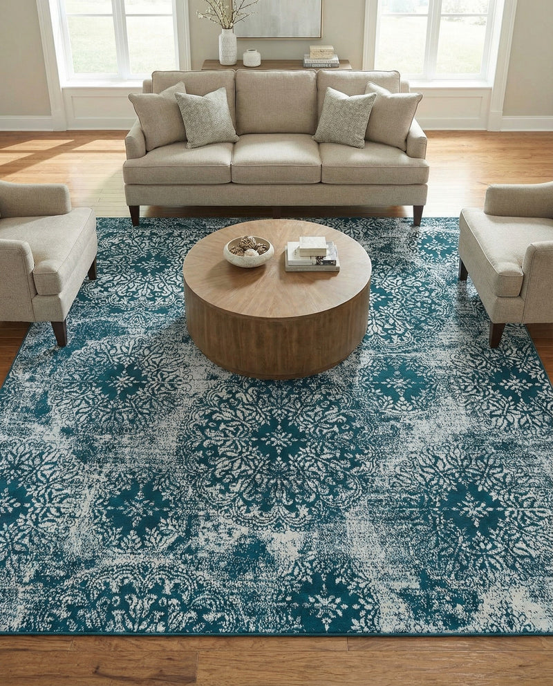 Riviera Elegance Collection Area Rug -  Monaco (Blue) Square Blue  lifestyle 72