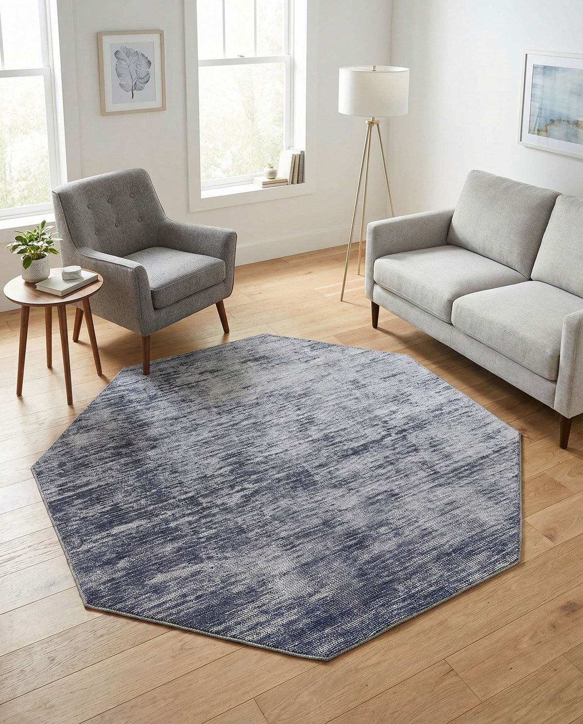 Sahara Essence Collection Area Rug - Oasis (Gray) Octagon Gray  lifestyle 107