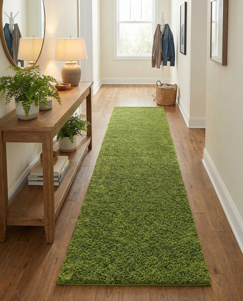 Plush Oasis Collection Area Rug - Serenity (Grass Green) Runner Grass Green  lifestyle 49