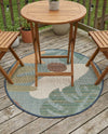 Coastal Terrace Collection Area Rug -  Boardwalk Round Blue  lifestyle 54