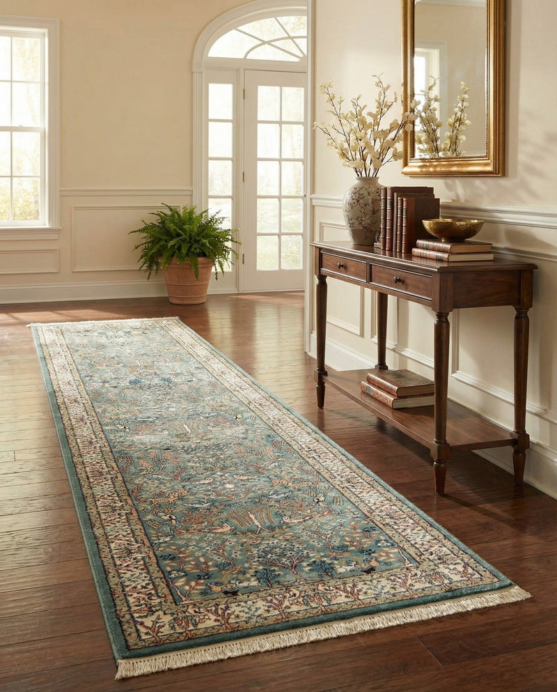 Persian Elegance Collection Area Rug -  Kerman (Blue) Runner Blue  lifestyle 75