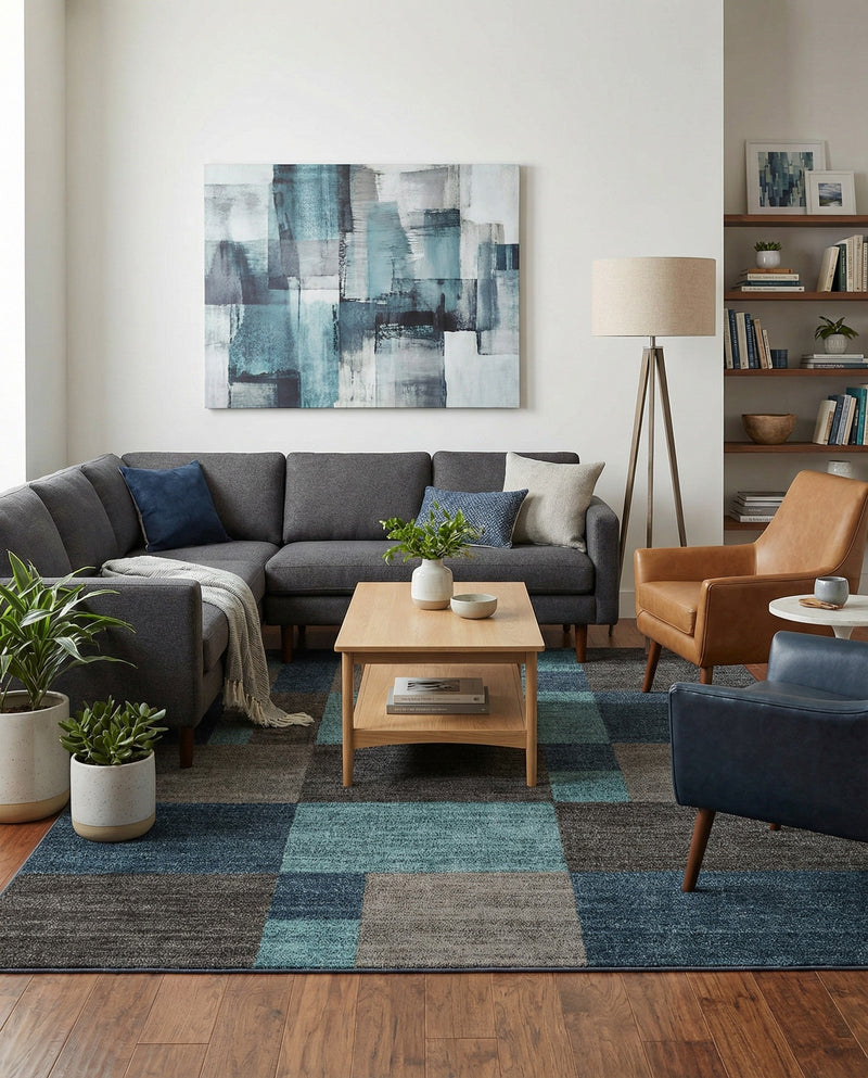Autumn Meadow Collection Area Rug -  Sycamoreside (Blue Gray) Rectangle Blue Gray  lifestyle 17