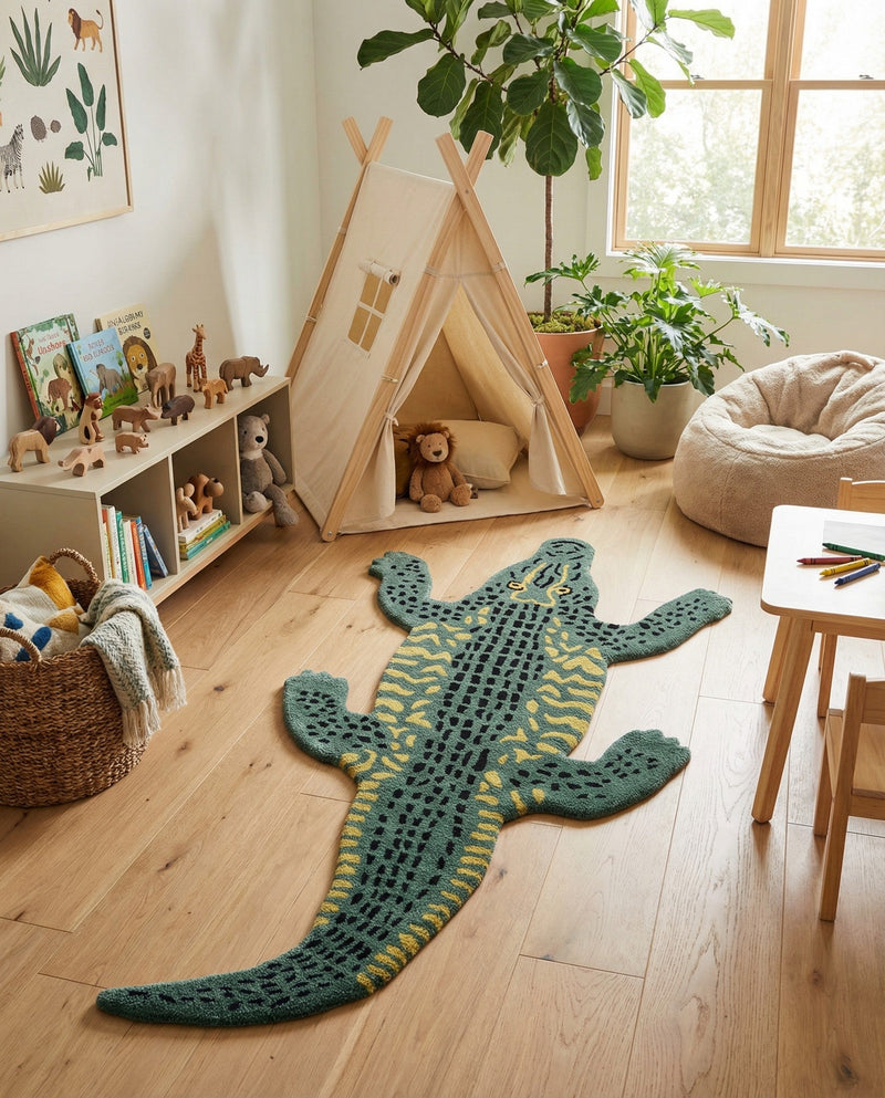 Whimsy Wonders Wool Collection Area Rug -  Bayou Rectangle Green  lifestyle 5
