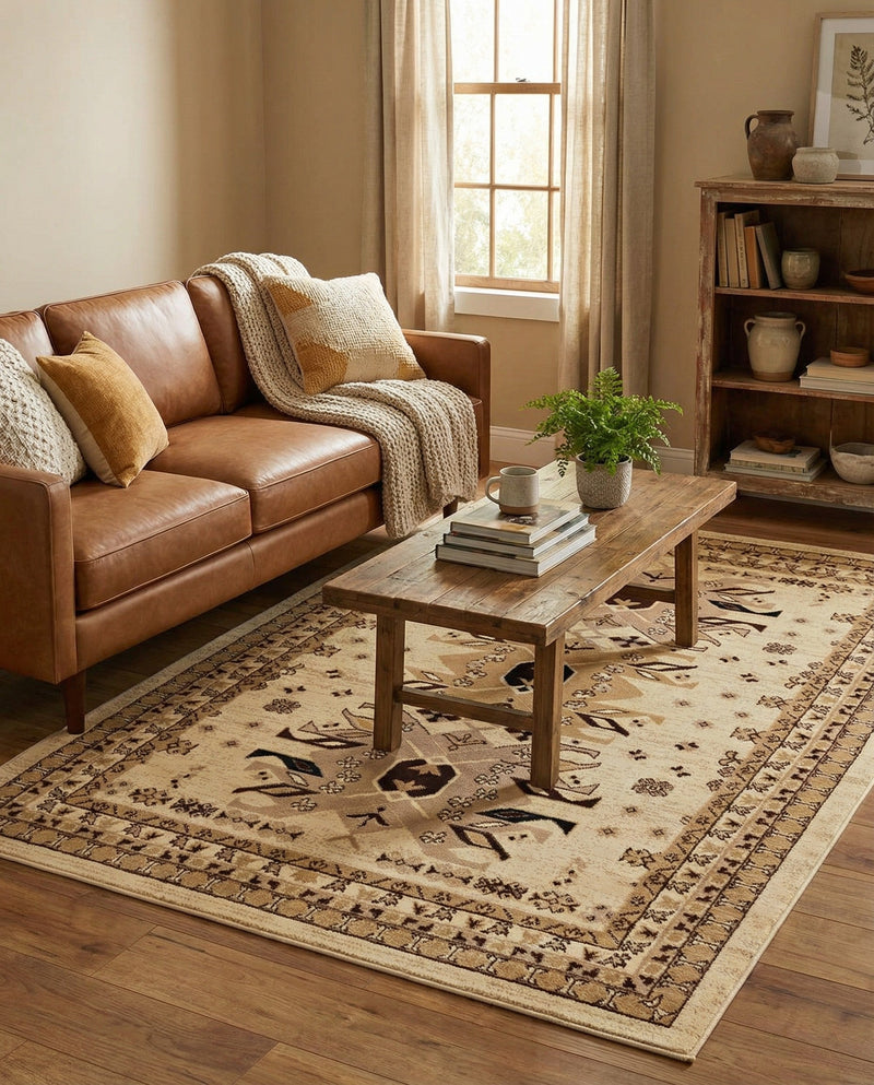 Tabriz Tapestries Collection Area Rug - Azerbaijan (Ivory) Rectangle Ivory  lifestyle 29