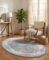 Arcadia Rugs Collection Area Rug - Eden (Gray and Blue) Oval Gray and Blue  lifestyle 79