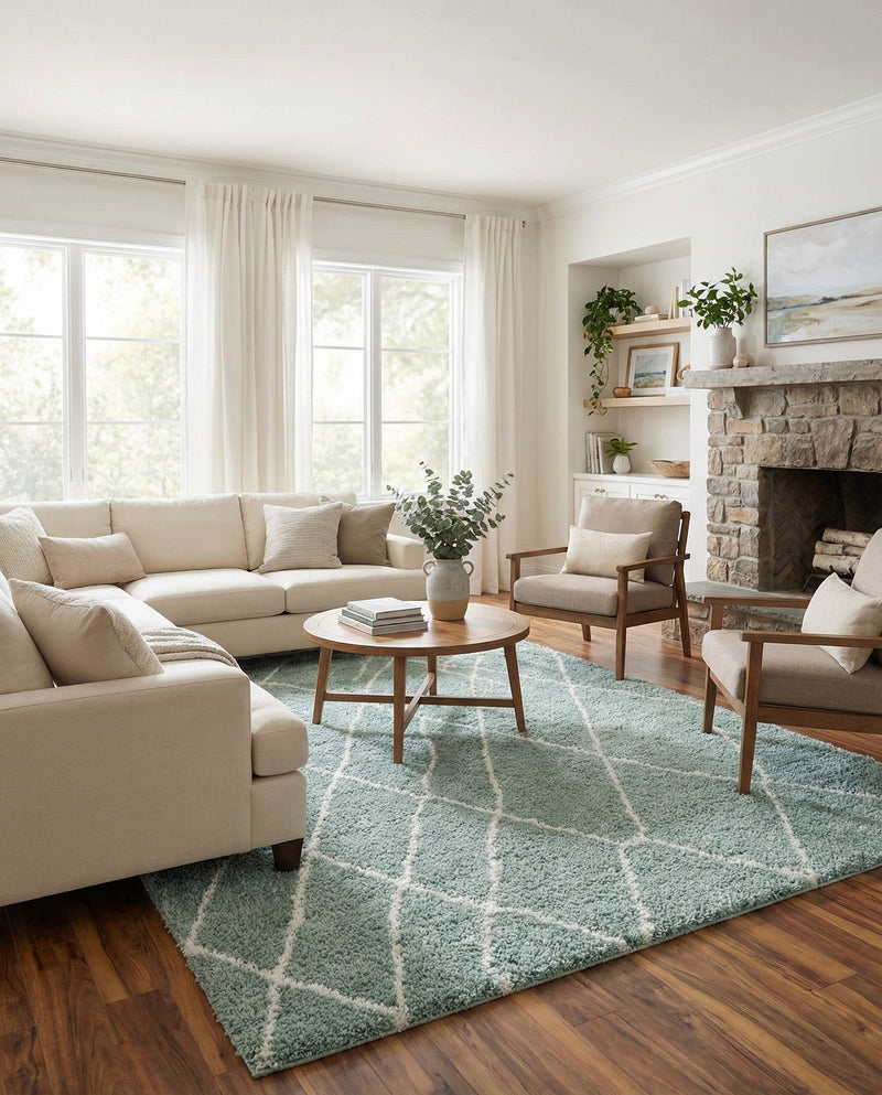 Cozy Haven Shag Collection Area Rug - Serenity (Sage Green) Rectangle Sage Green  lifestyle 3