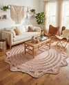 Woven Seaside Jute Collection Area Rug - Nantucket Round Pink and White  lifestyle 41