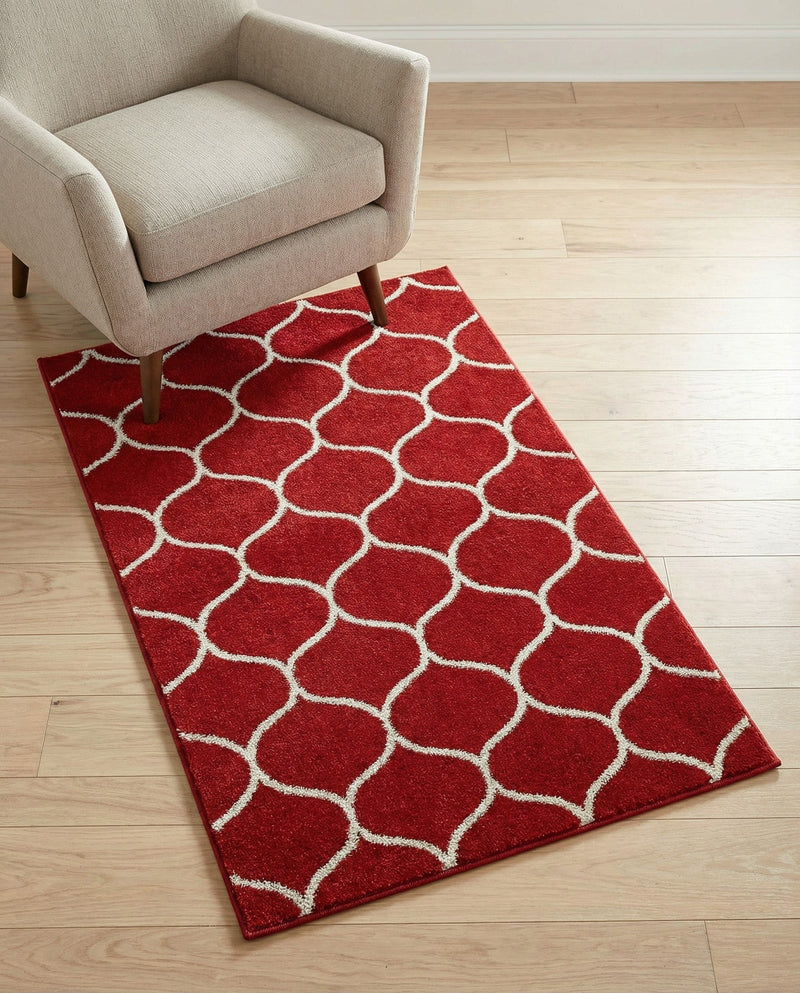 Trellis Mosaic Collection Area Rug -  Pergolatown (Red) Rectangle Red  lifestyle 9