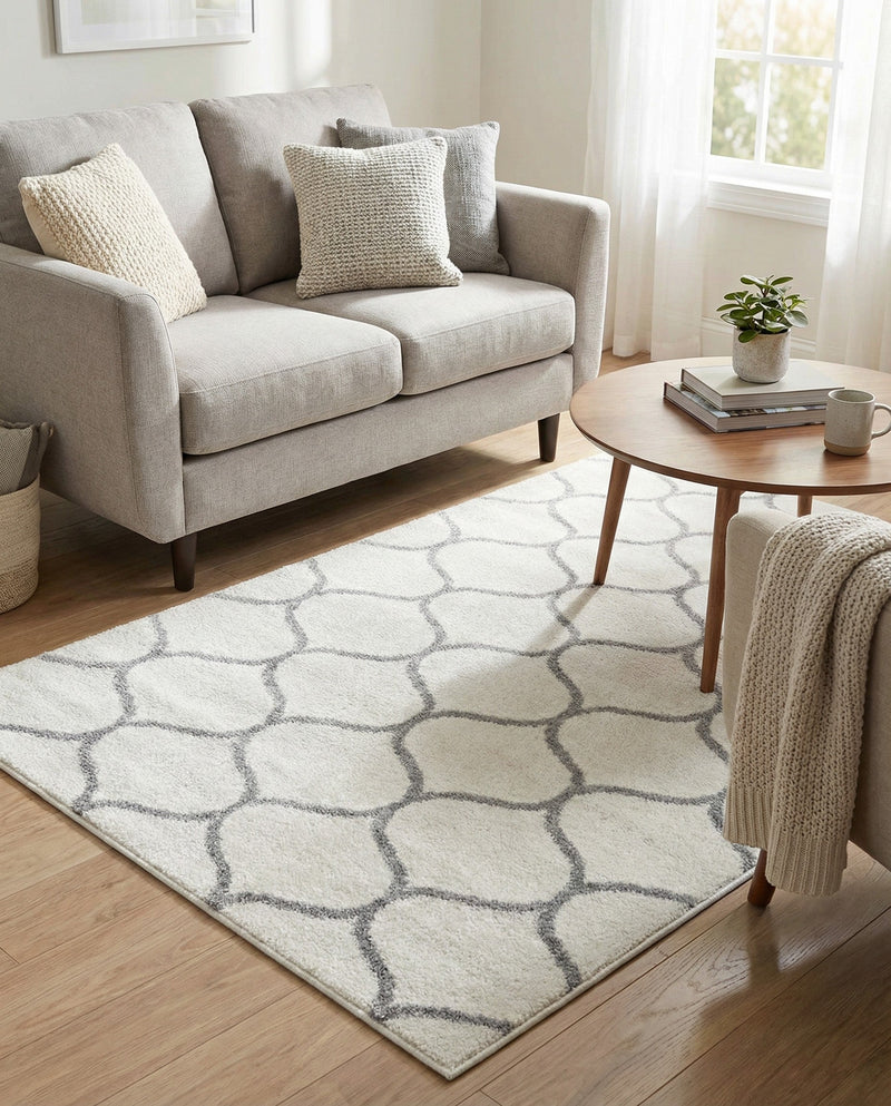 Trellis Mosaic Collection Area Rug -  Pergolatown (Ivory) Rectangle Ivory  lifestyle 11