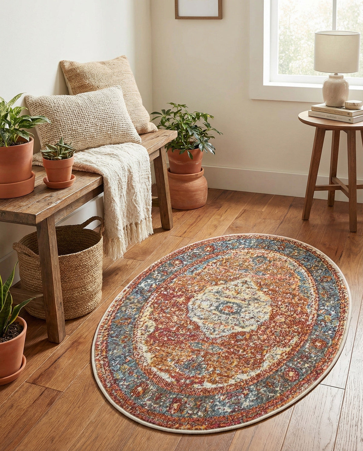 Caribbean Breeze Collection Area Rug -  Vieques Oval Rust Red  lifestyle 206