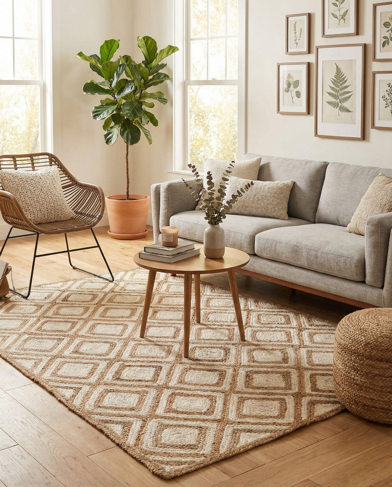 Woven Seaside Jute Collection Area Rug - Marina Rectangle Natural  lifestyle 13