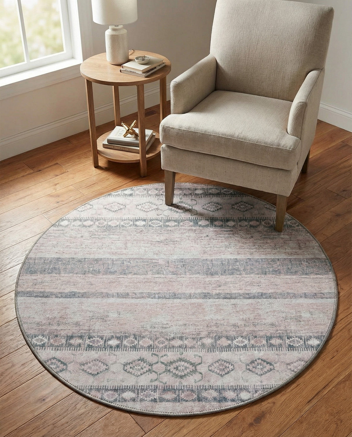Heritage Elegance Collection Area Rug -  Edinburgh Round Gray  lifestyle 135