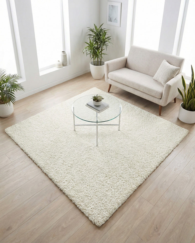 Cozy Comfort Shag Collection Area Rug - Haven (White) Square White  lifestyle 53