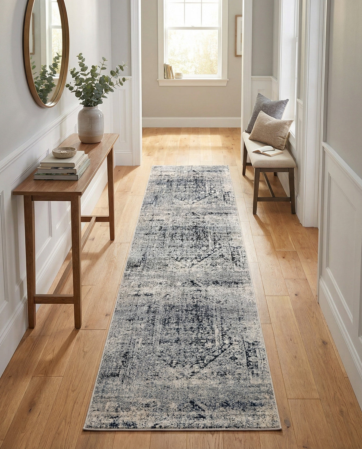 Coastal Manor Collection Area Rug -  Wavecrest Runner Gray  lifestyle 75