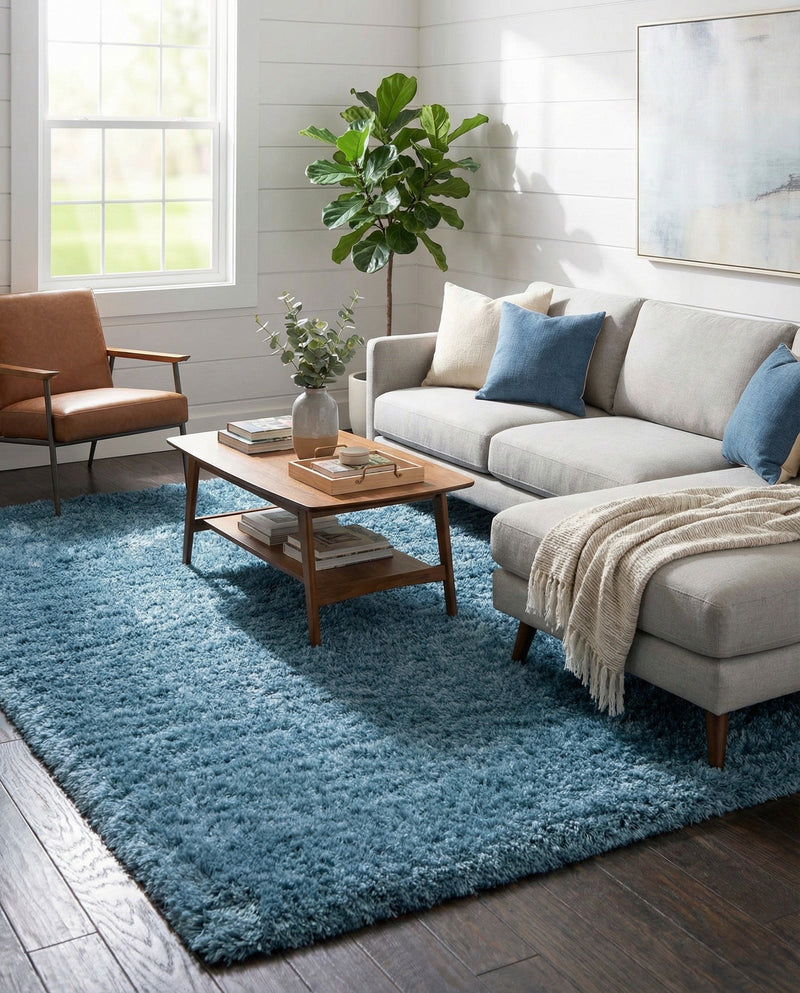 Eternal Plush Oasis Collection Area Rug -  Tranquility (Aegean Blue) Rectangle Aegean Blue  lifestyle 10