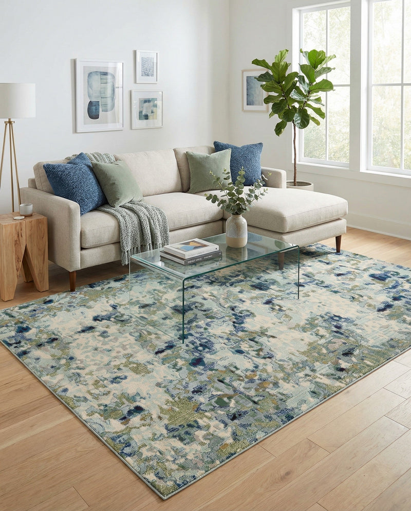 Chromatic Oasis Collection Area Rug -  Lagoon Rectangle Light Blue  lifestyle 34