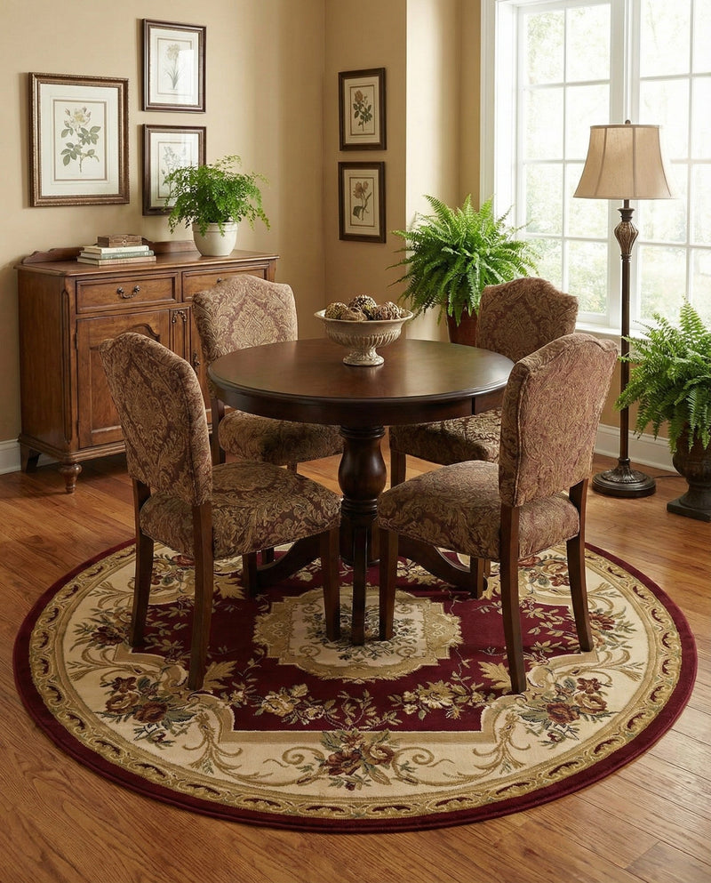 Versailles Elegance Collection Area Rug -  Louveciennes (Red) Round Red  lifestyle 38