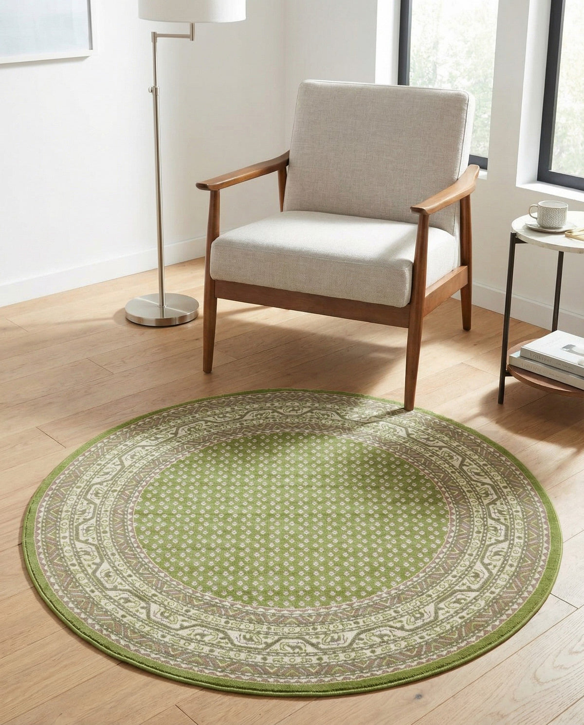 Soho Elegance Collection Area Rug -  Mercer (Green) Round Green  lifestyle 63