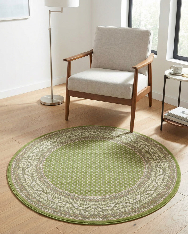 Soho Elegance Collection Area Rug -  Mercer (Green) Round Green  lifestyle 63