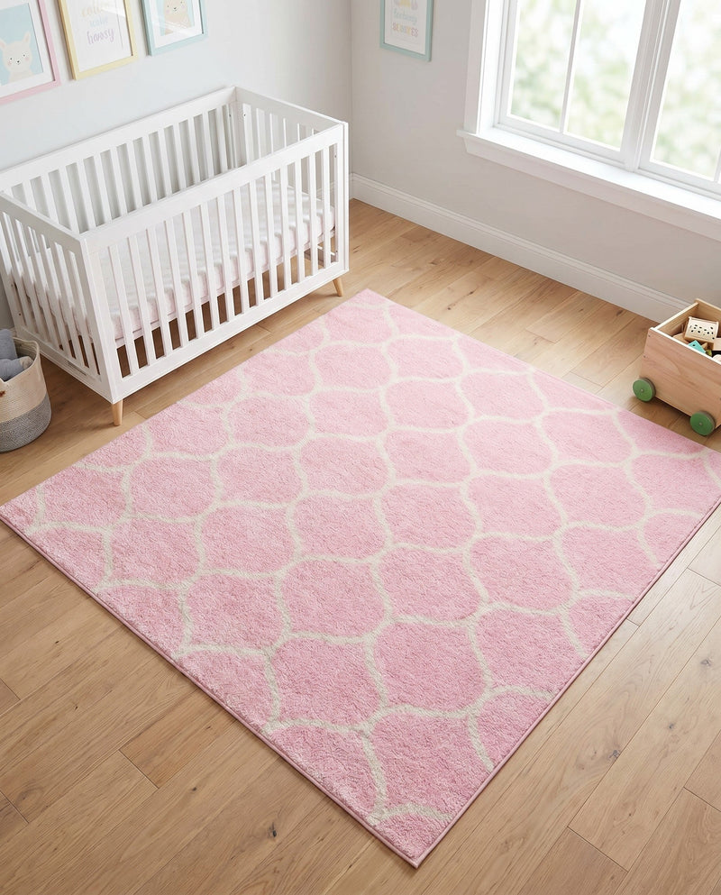 Trellis Mosaic Collection Area Rug -  Pergolatown (Light Pink) Square Light Pink  lifestyle 86