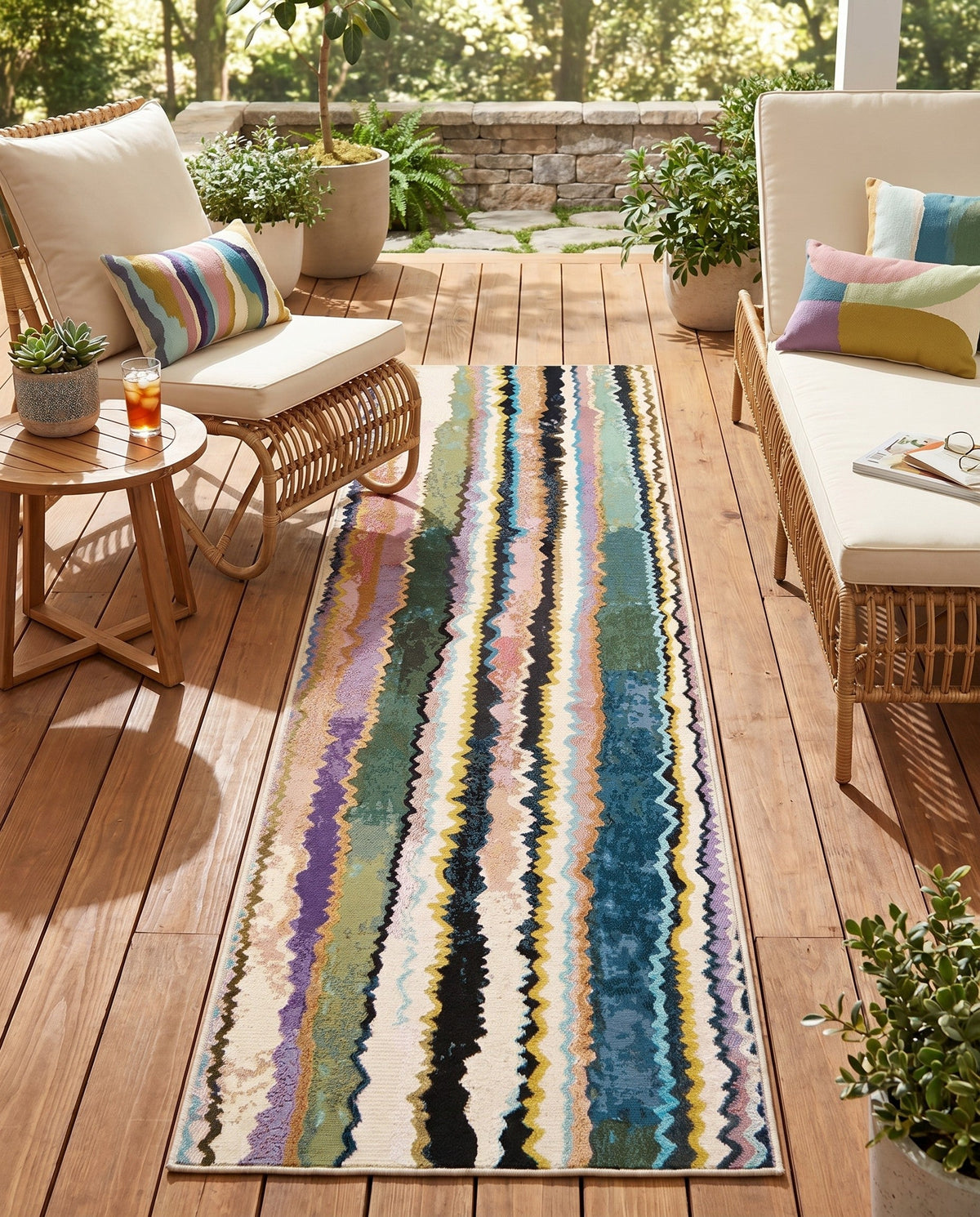 Urban Terrace Collection Area Rug -  Capri Runner Multi  lifestyle 73
