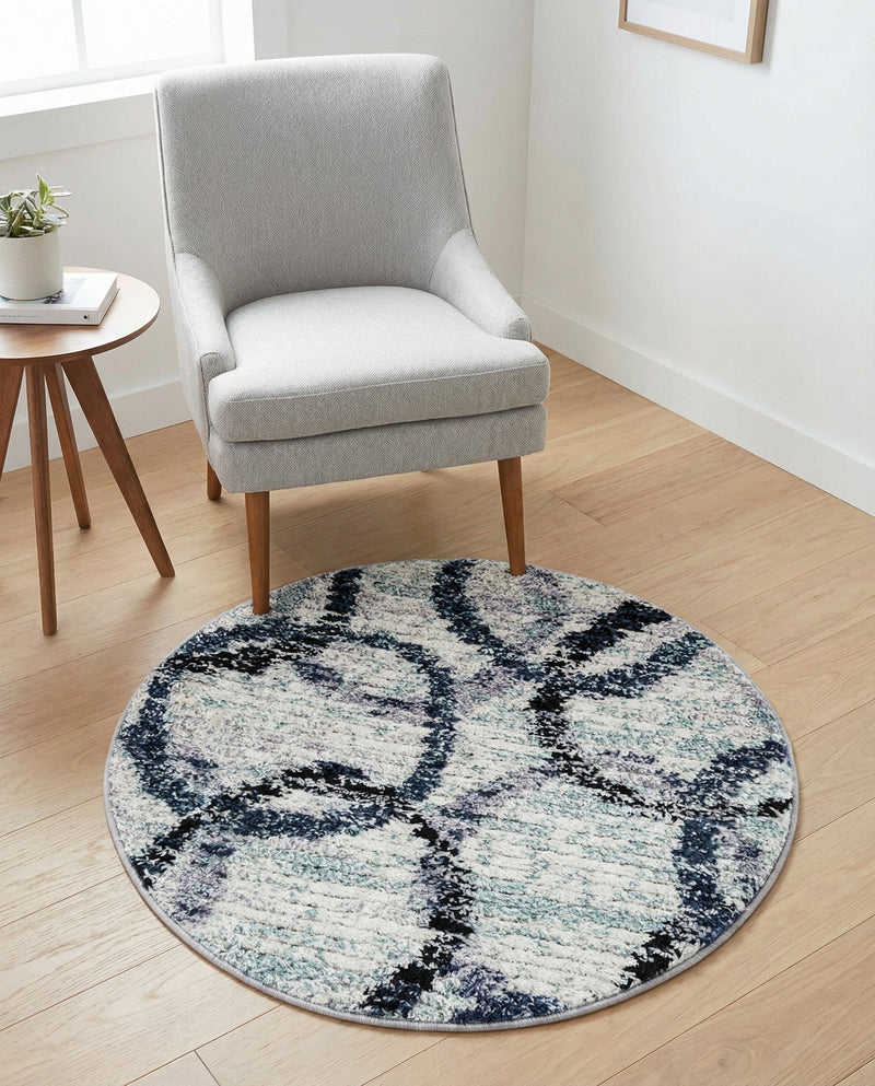 Santa Fe Trails Collection Area Rug -  Taos Round Ivory  lifestyle 49