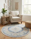 Savannah Series Collection Area Rug -  Augusta (Sky blue) Round Sky blue  lifestyle 53