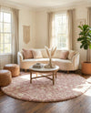 Berber Lattice Shag Collection Area Rug - Atlas (Light Pink) Round Light Pink  lifestyle 31