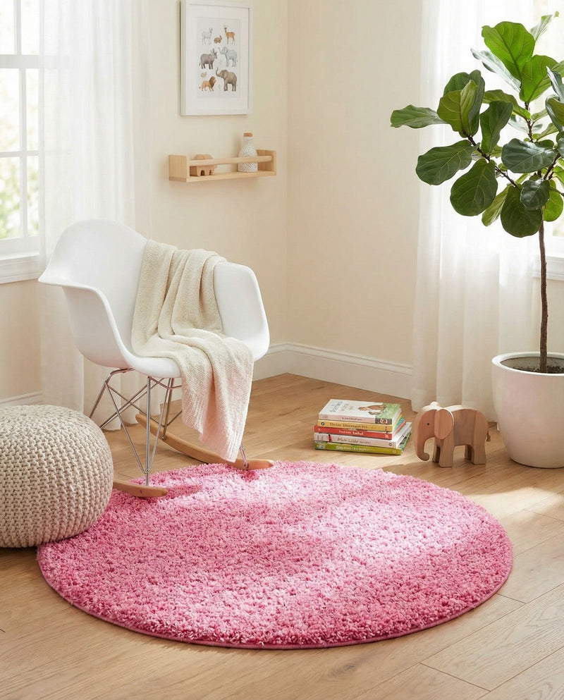 Plush Oasis Collection Area Rug - Serenity (Taffy Pink) Round Taffy Pink  lifestyle 57