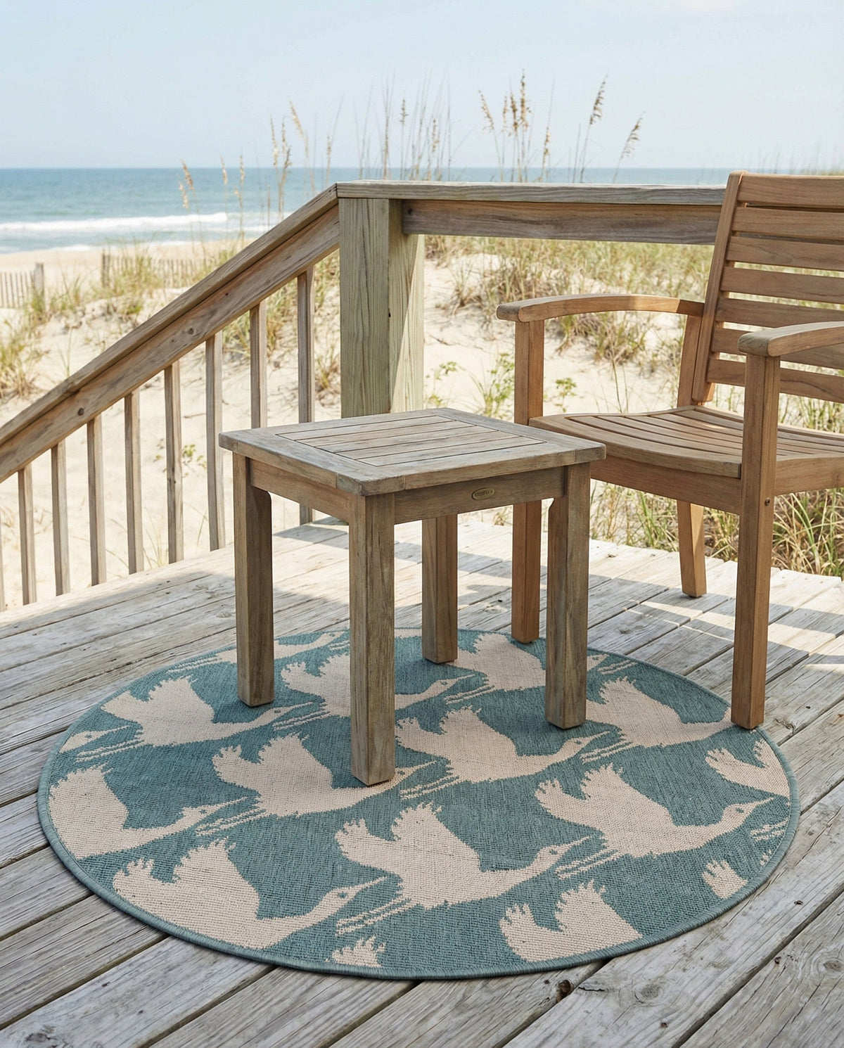 Seaside Haven Rugs Collection Area Rug -  Pelican Round Stone Blue  lifestyle 72
