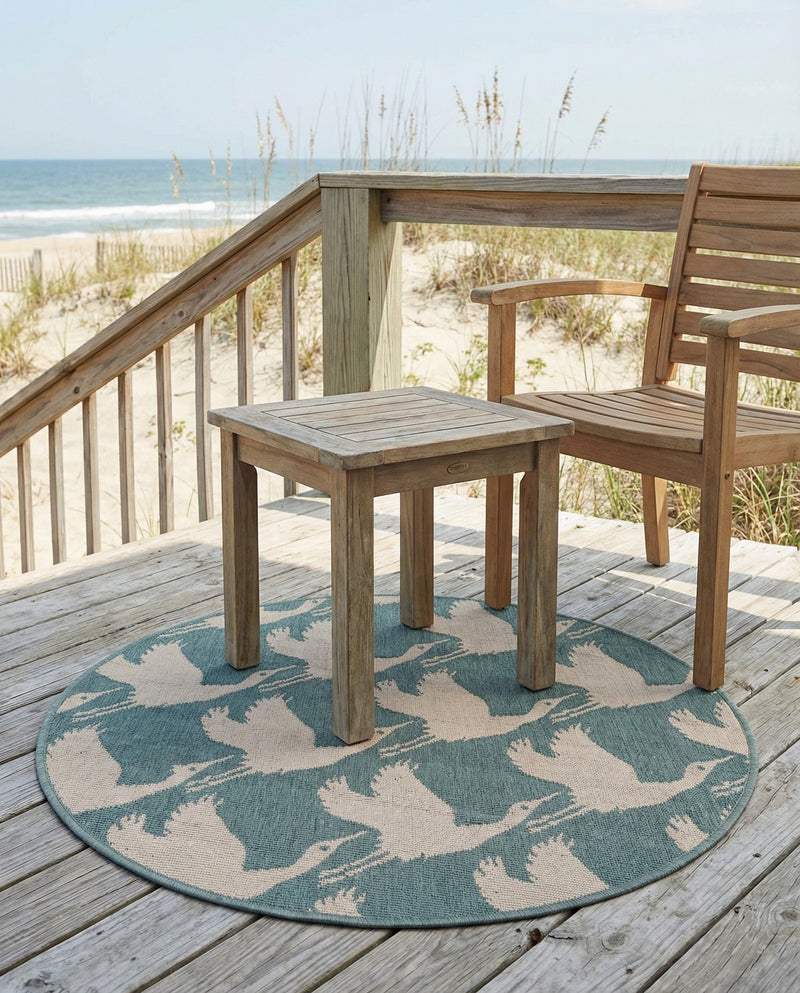 Seaside Haven Rugs Collection Area Rug -  Pelican Round Stone Blue  lifestyle 72