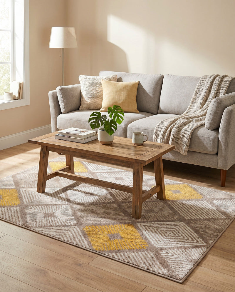 Coastal Haven Collection Area Rug -  Anchorage Rectangle Ivory and Yellow  lifestyle 12