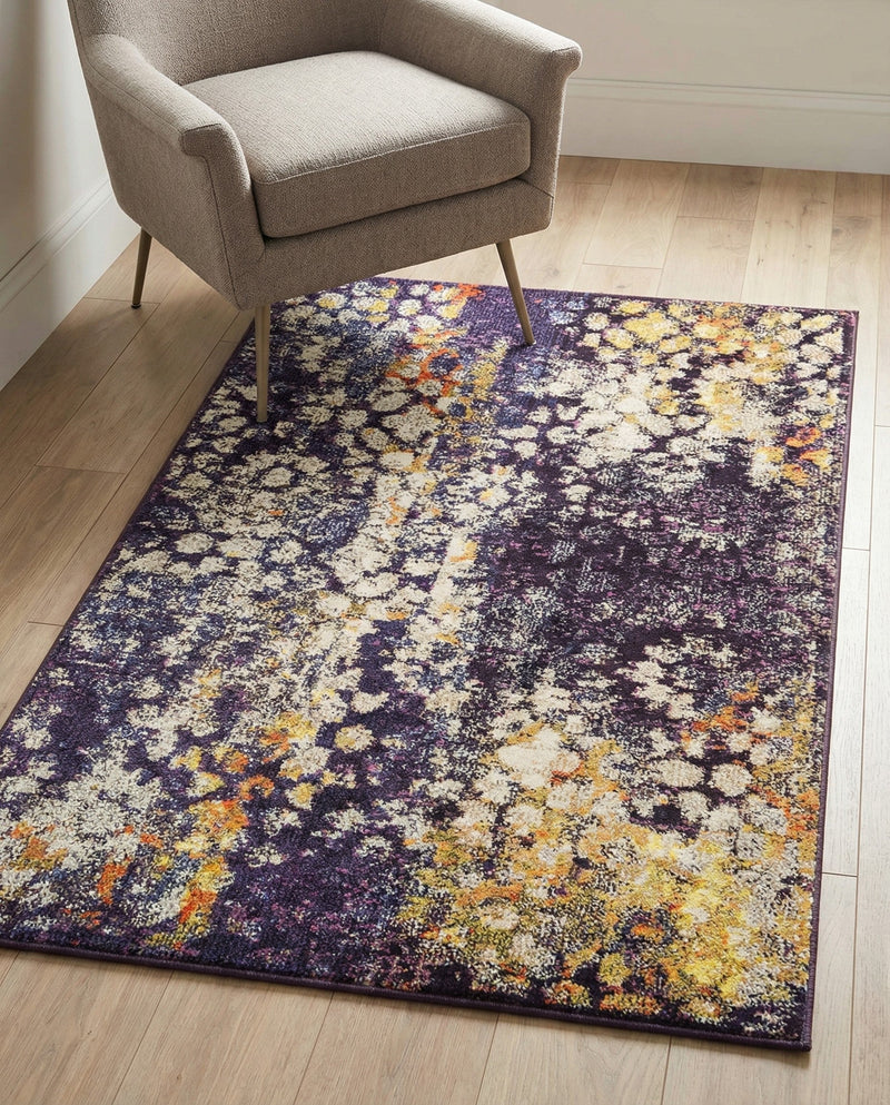 Venetian Tapestry Collection Area Rug - Murano Rectangle Navy Blue  lifestyle 14