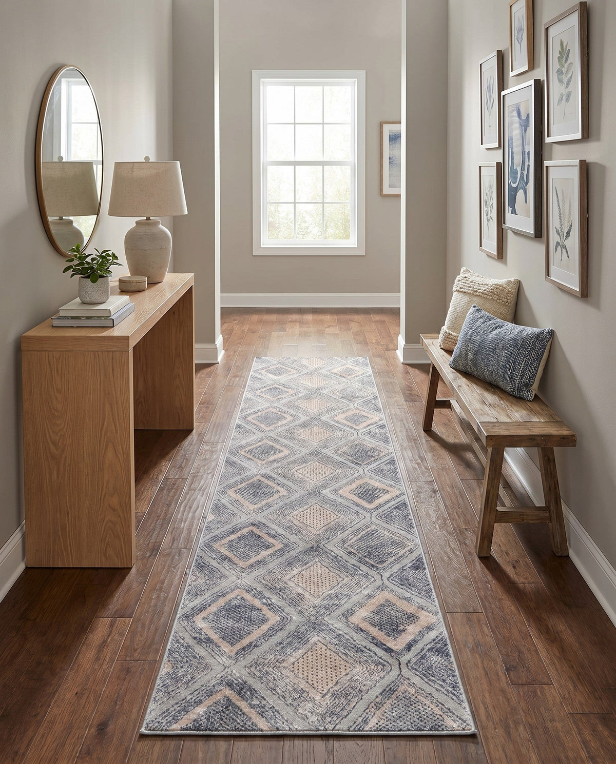 Aegean Elegance Collection Area Rug -  Rhodes Runner Gray Cream  lifestyle 82