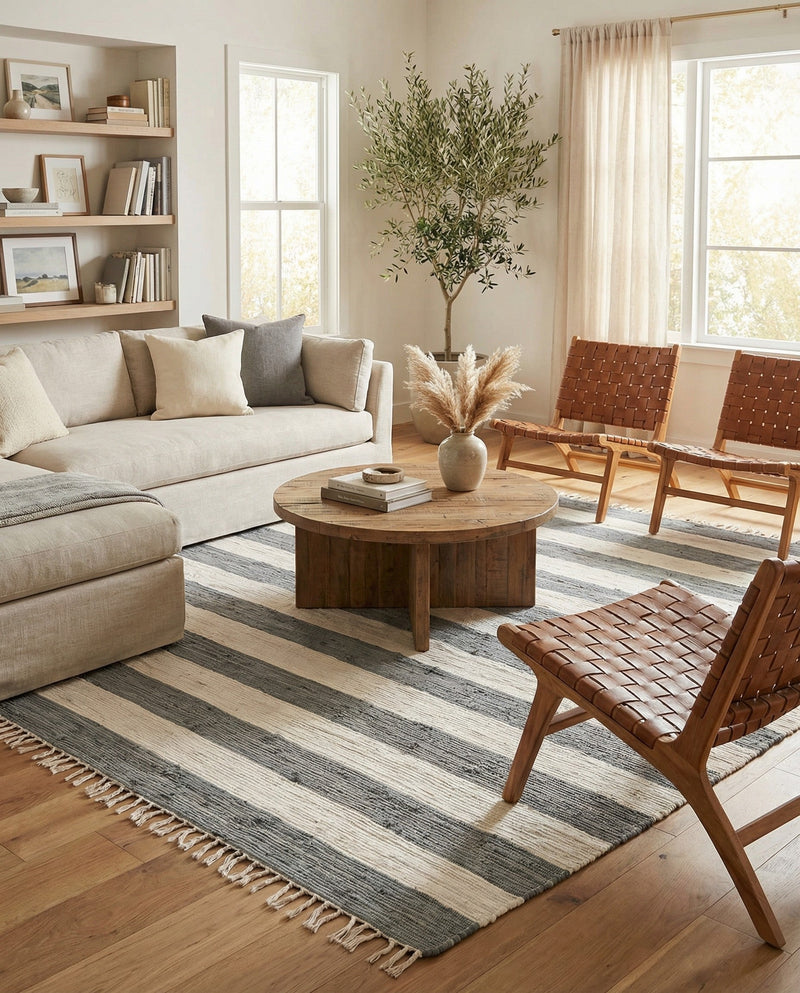 Tassel Trail Collection Area Rug - Pathway (Gray) Square Gray  lifestyle 43