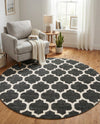 Lattice Gardens Collection Area Rug -  Bloomfield (Black) Round Black  lifestyle 69