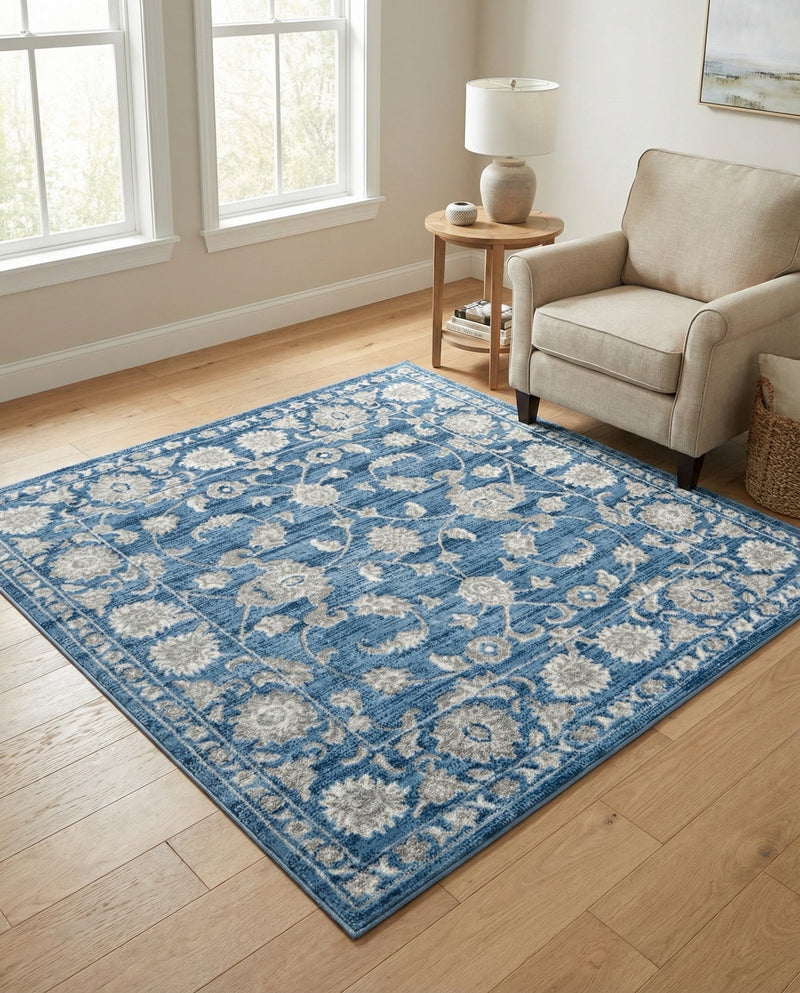 Charleston Elegance Collection Area Rug -  Seaport (Blue) Square Blue  lifestyle 76