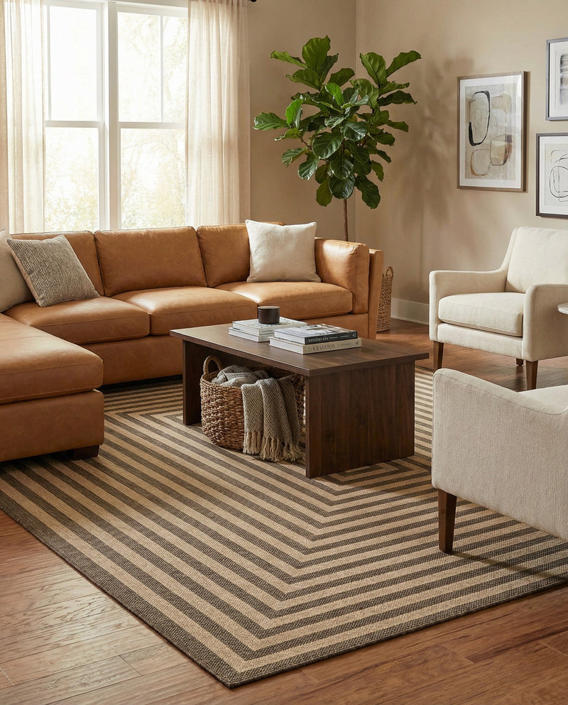 Sahara Sands Collection Area Rug -  Abydos Rectangle Natural and Brown  lifestyle 8