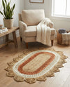 Woven Seaside Jute Collection Area Rug - Coastalhaven (Natural White Orange Pink) Oval Natural White Orange Pink  lifestyle 15