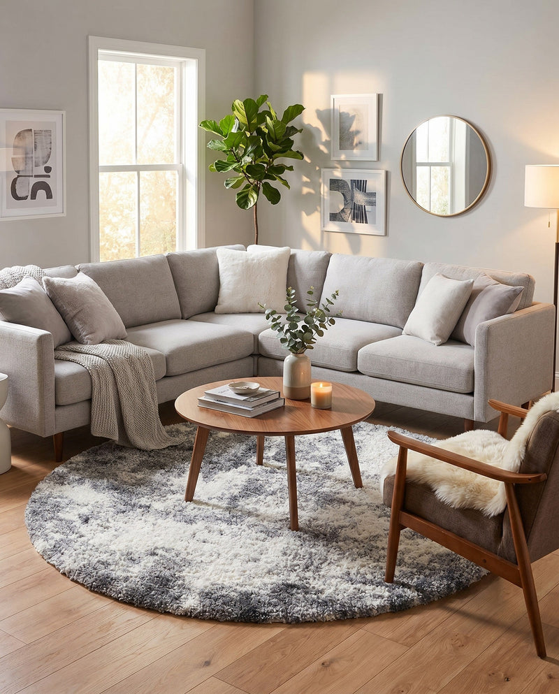 Cozy Haven Shag Collection Area Rug -  Tranquility (Smoke Gray) Round Smoke Gray  lifestyle 64