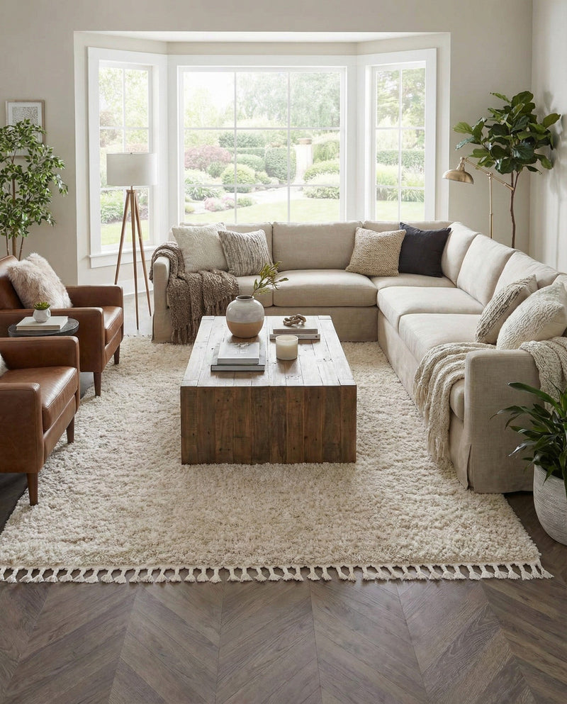 Cozy Cove Shag Collection Area Rug -  Harbor Rectangle Ivory  lifestyle 21