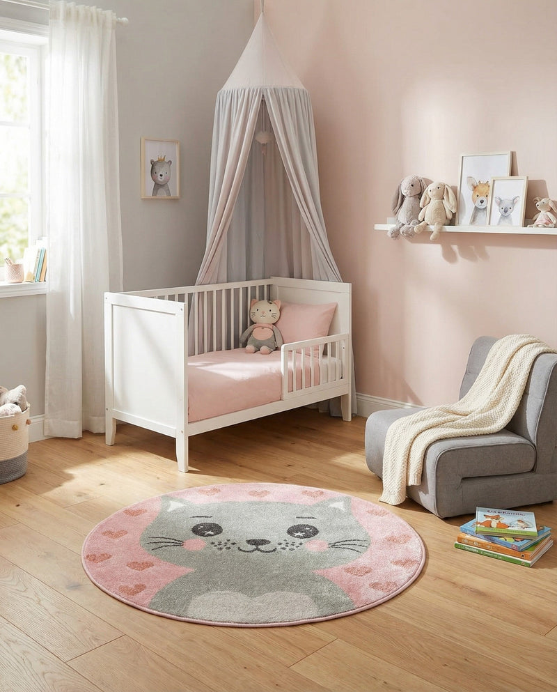 Wonder Tykes Collection Area Rug - Frolic Round Pink  lifestyle 5
