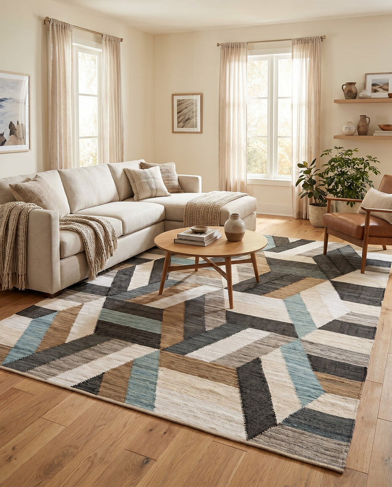 Thar Cotton Collection Area Rug -  Cochin Rectangle Blue  lifestyle 16