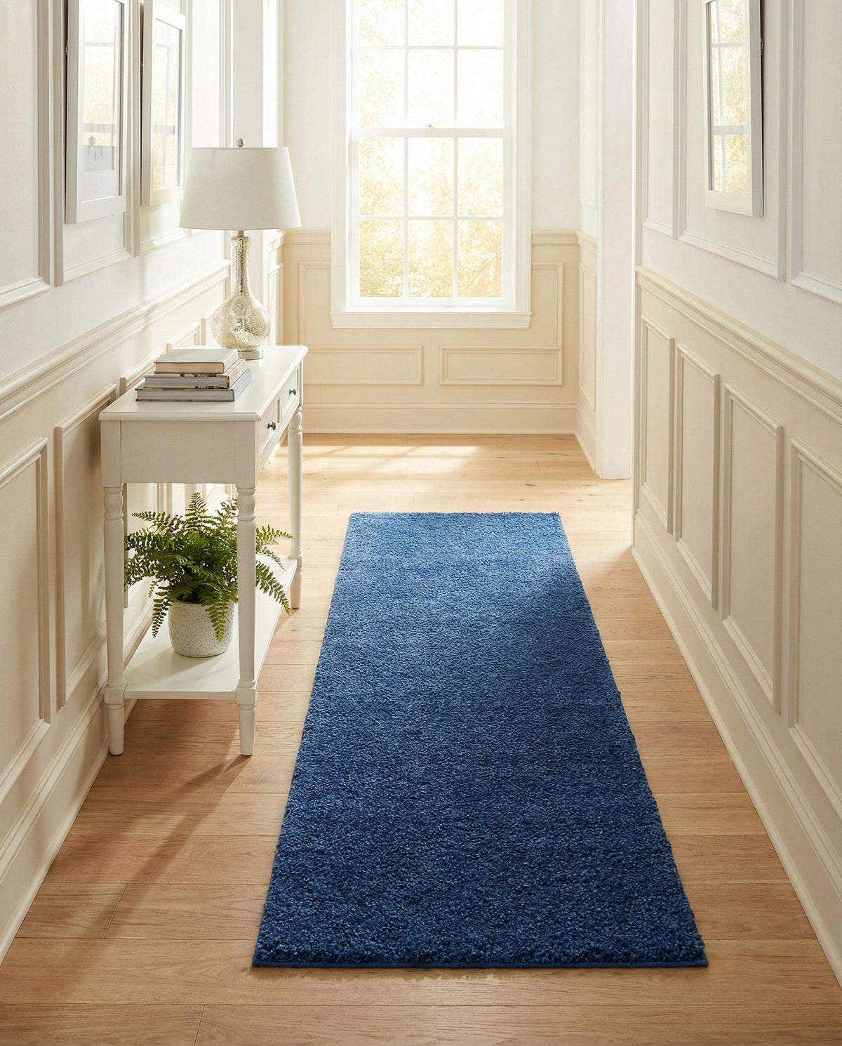 Solid Shag Seaside Collection Area Rug - Azure Cove (Navy Blue) Runner Navy Blue  lifestyle 104