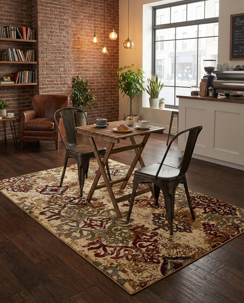 Bistro Lounge Collection Area Rug -  Piccolo Rectangle Beige  lifestyle 28