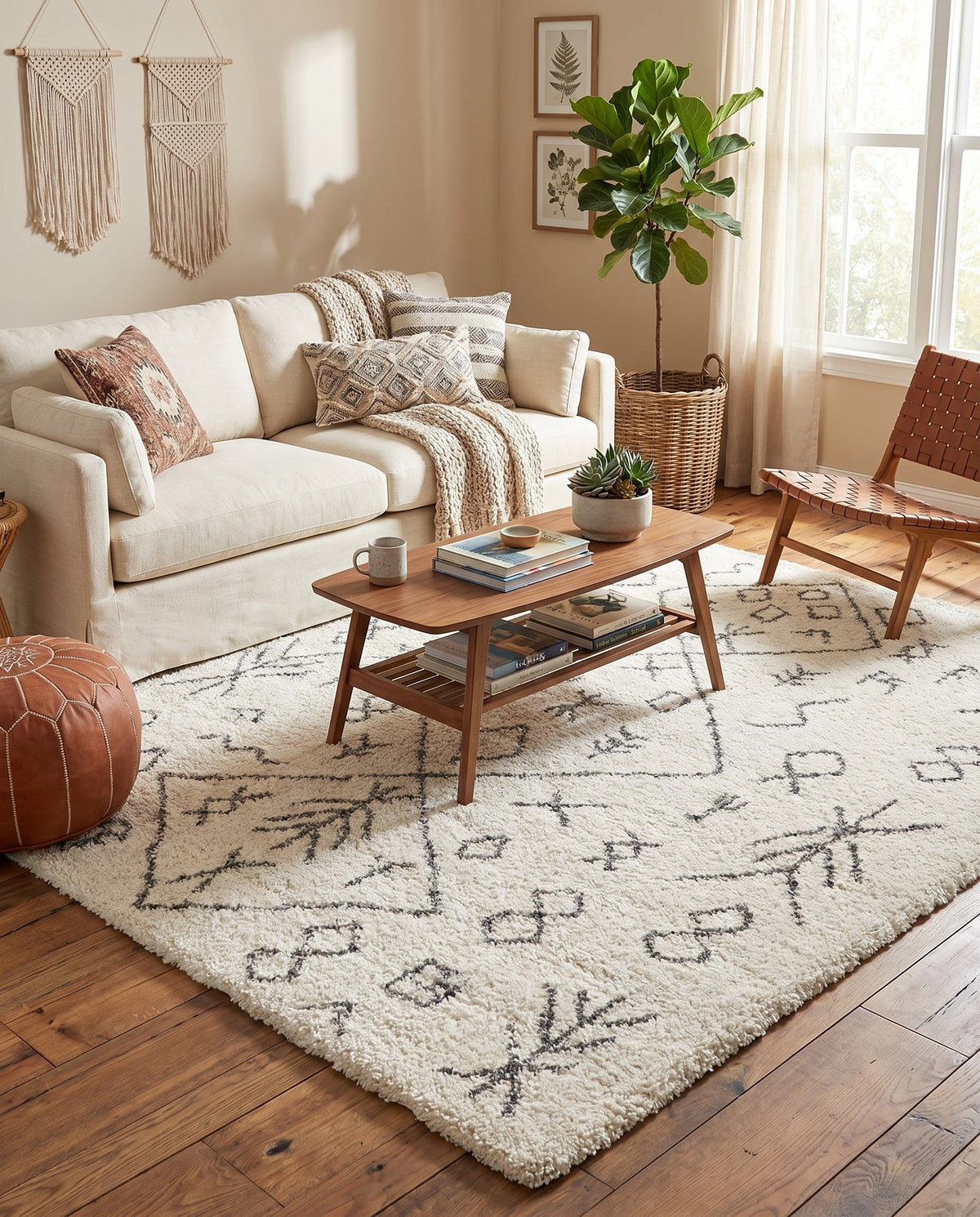 Casablanca Comfort Collection Area Rug - Sahara Square Pure Ivory  lifestyle 131
